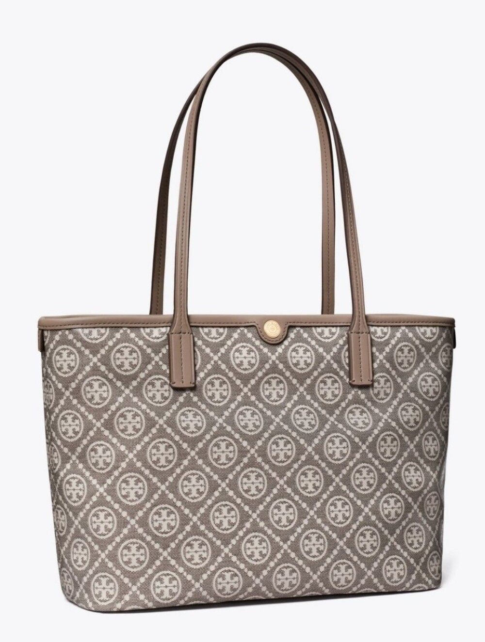 Tory Burch Brown Logo-Print Tote with Matching Wristlet